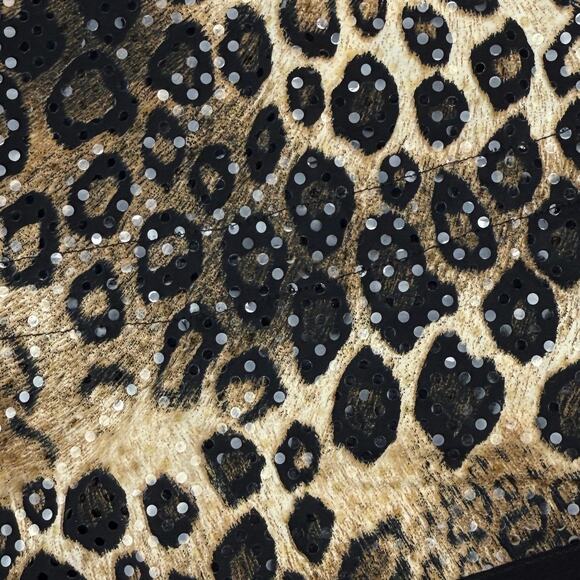 JOSEPH RIBKOFF Leopard Print Sequin 3/4 Sleeve Blouse Top Women's Sz 12 - Picture 5 of 8